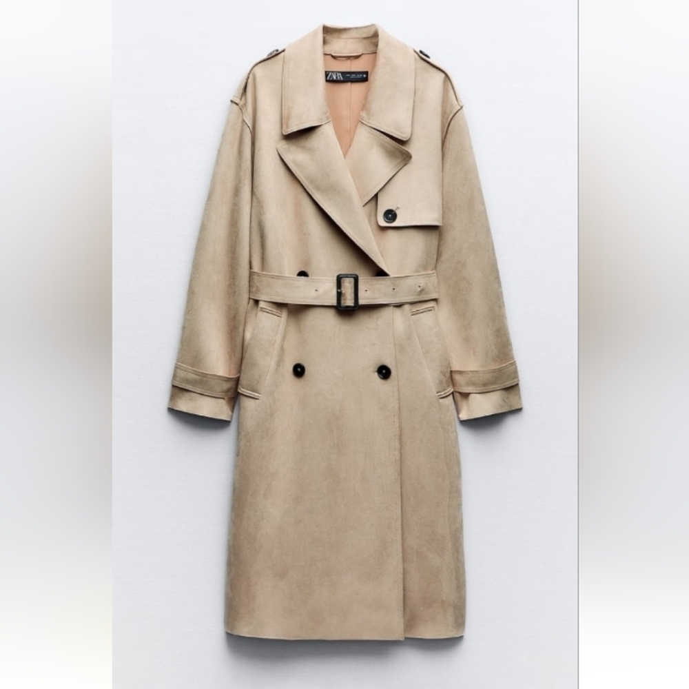 Zara faux Suede Trench Coat - Picture 4 of 11